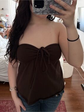 Hollister Strapless Tie-Front Women’s Tube Top — Brown